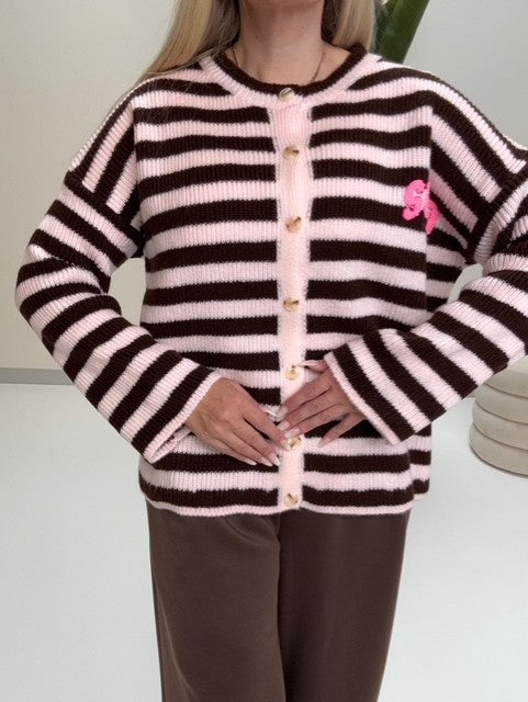 Strickjacke SOHO rosa/braun