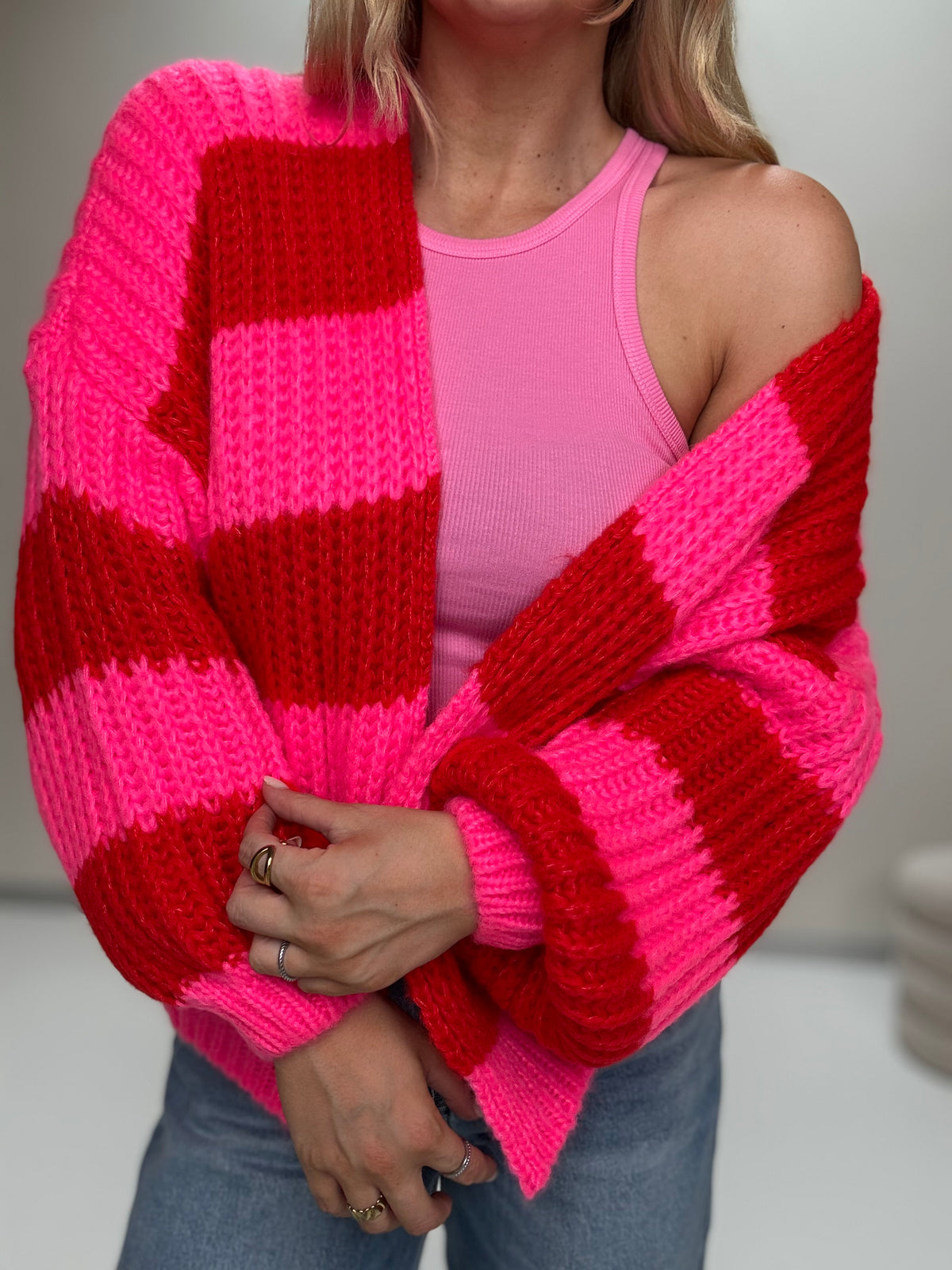 Strickjacke ONLY COZY VIBES pink/rot