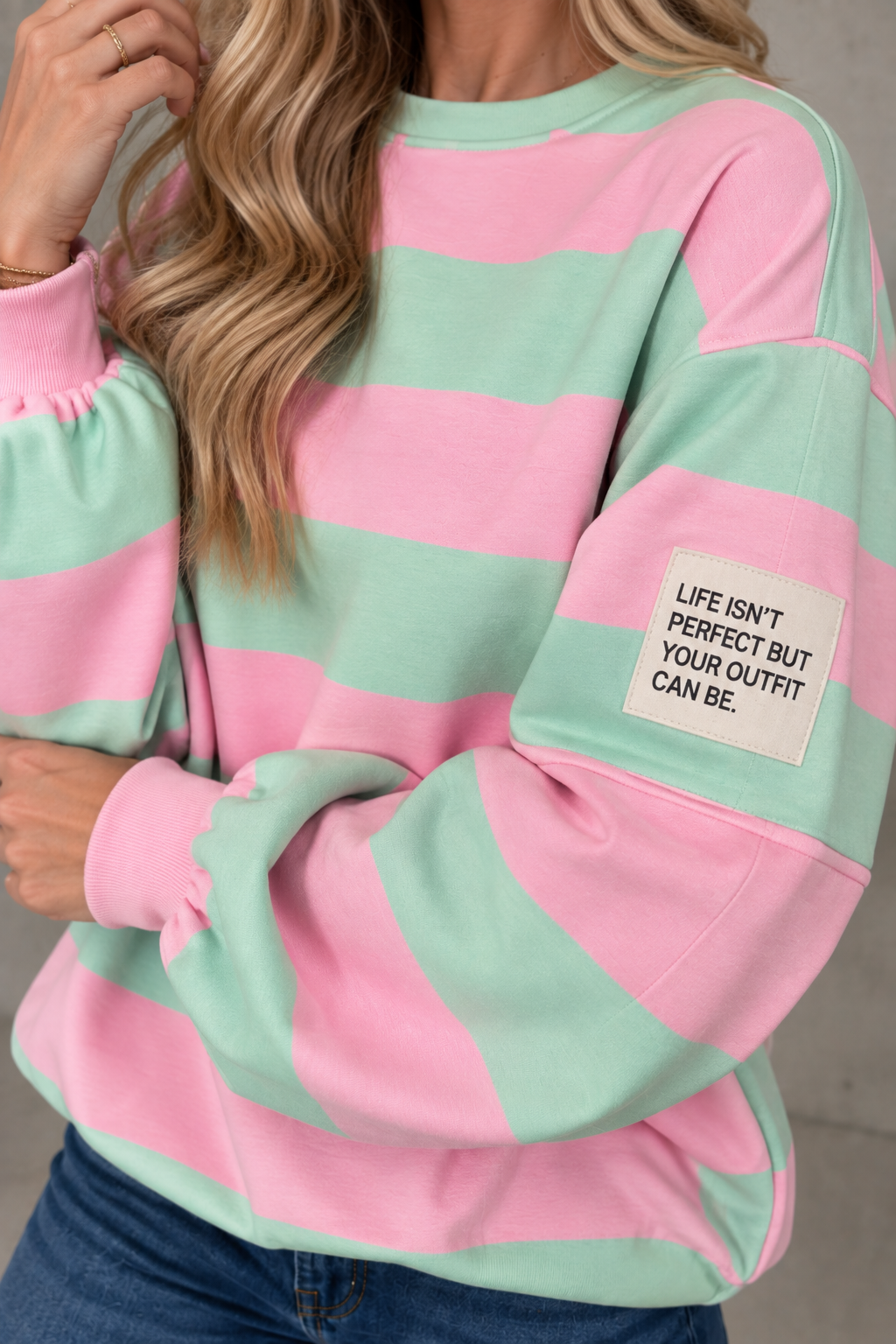 Butterstoff Sweater PERFECT OUTFIT matcha/rosa