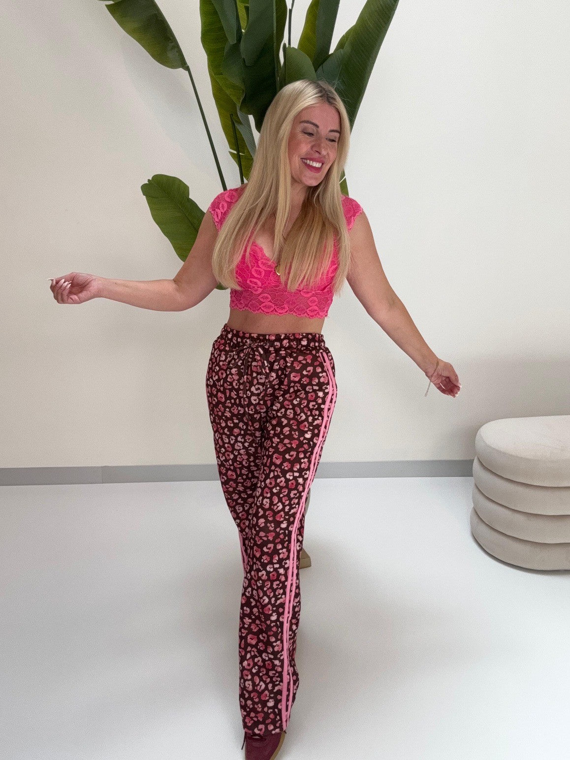 Butterstoff Hose LEO LOUNGE braun/pink