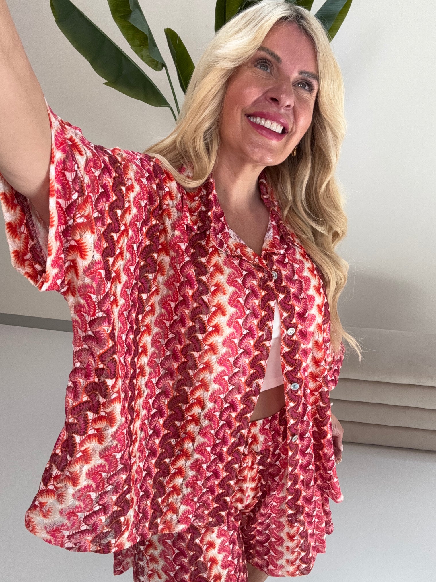 Sommer Bluse kurzarm SUMMER HOT beere/pink/peach
