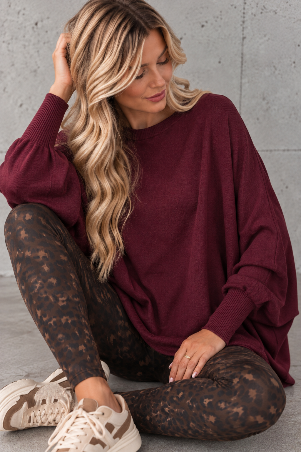 Fledermauspullover Feinstrick burgundy