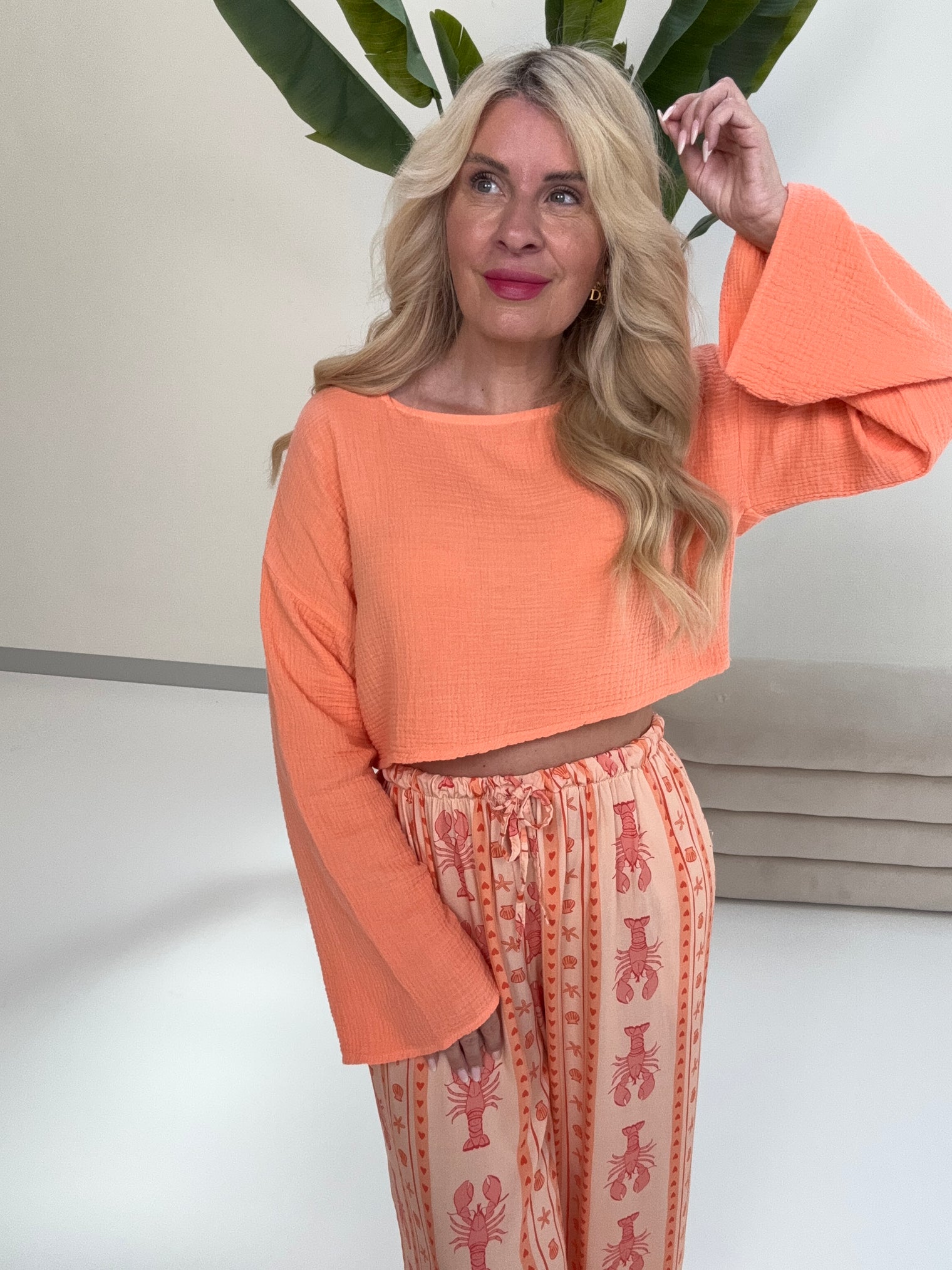 Cropped Musselin Oberteil MUSSELIN MUST-HAVE peach