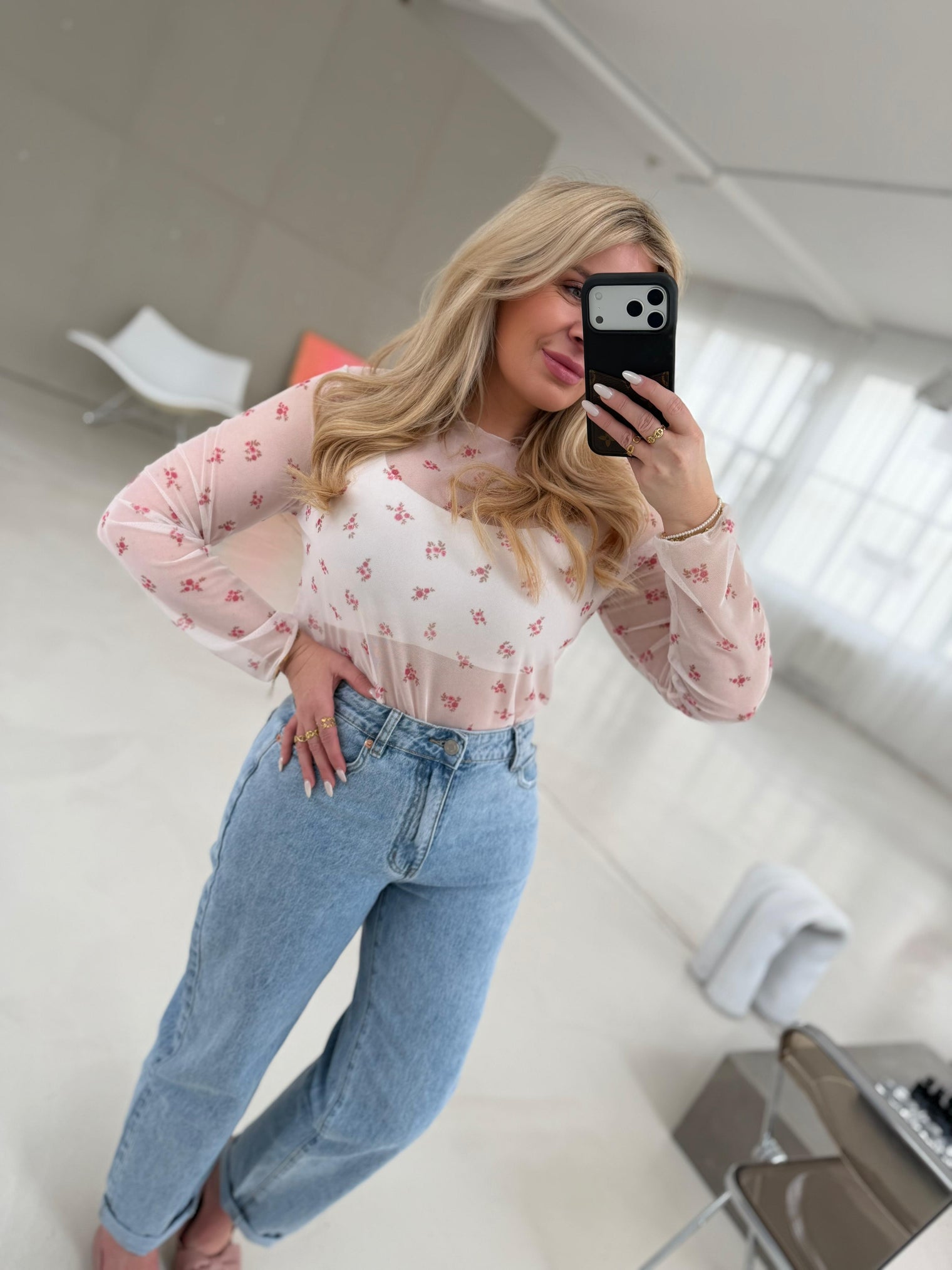 Mesh Langarmshirt LITTLE FLOWERS