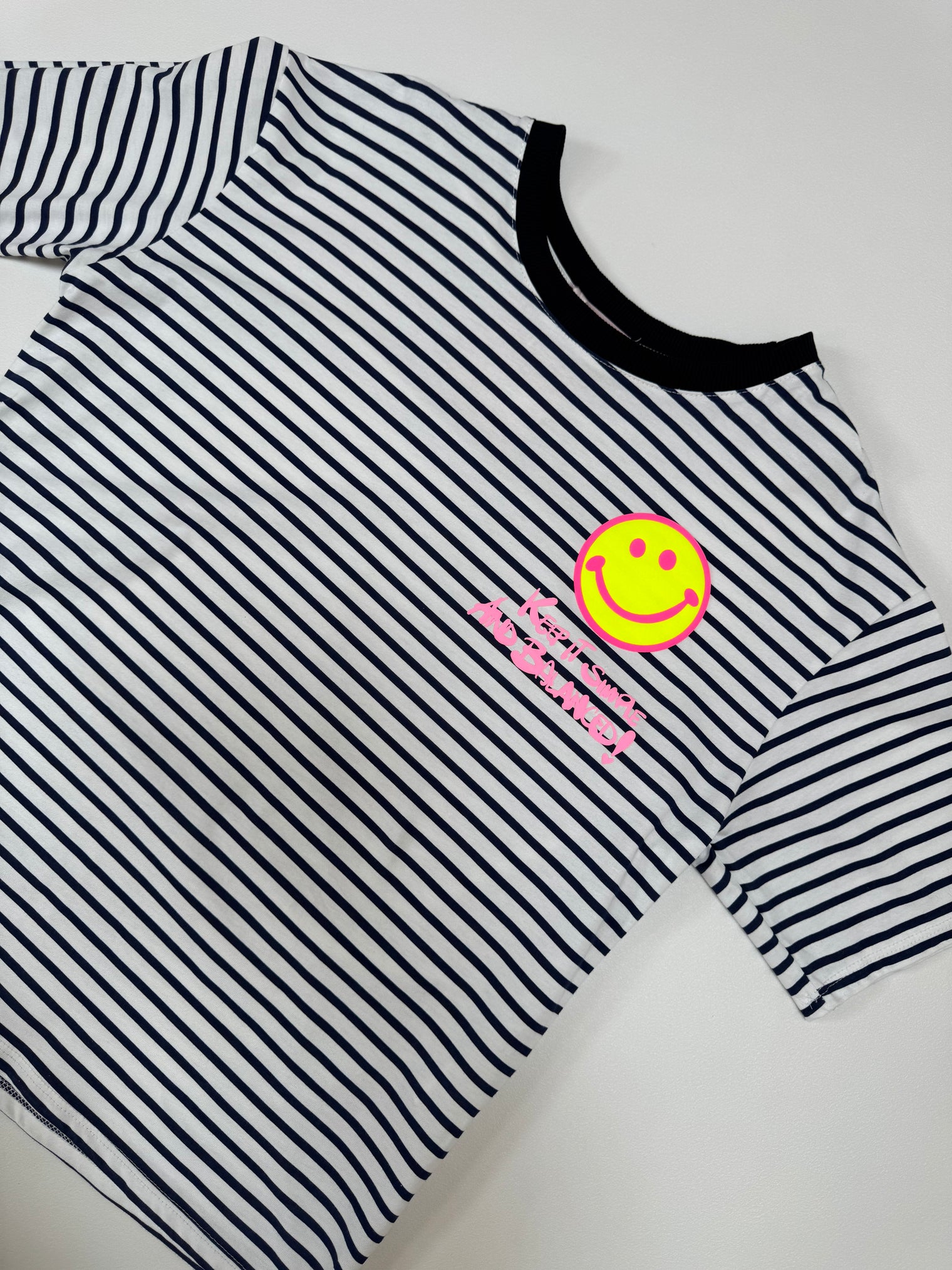 Gestreiftes Baumwoll Shirt KEEP IT SIMPLE weiß/dunkelblau