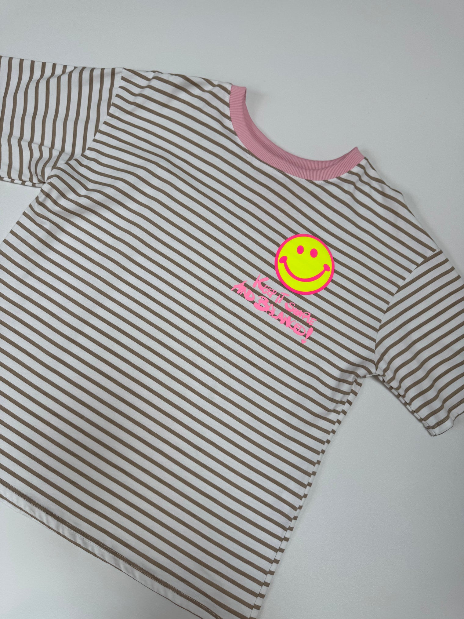 Gestreiftes Baumwoll Shirt KEEP IT SIMPLE weiß/beige