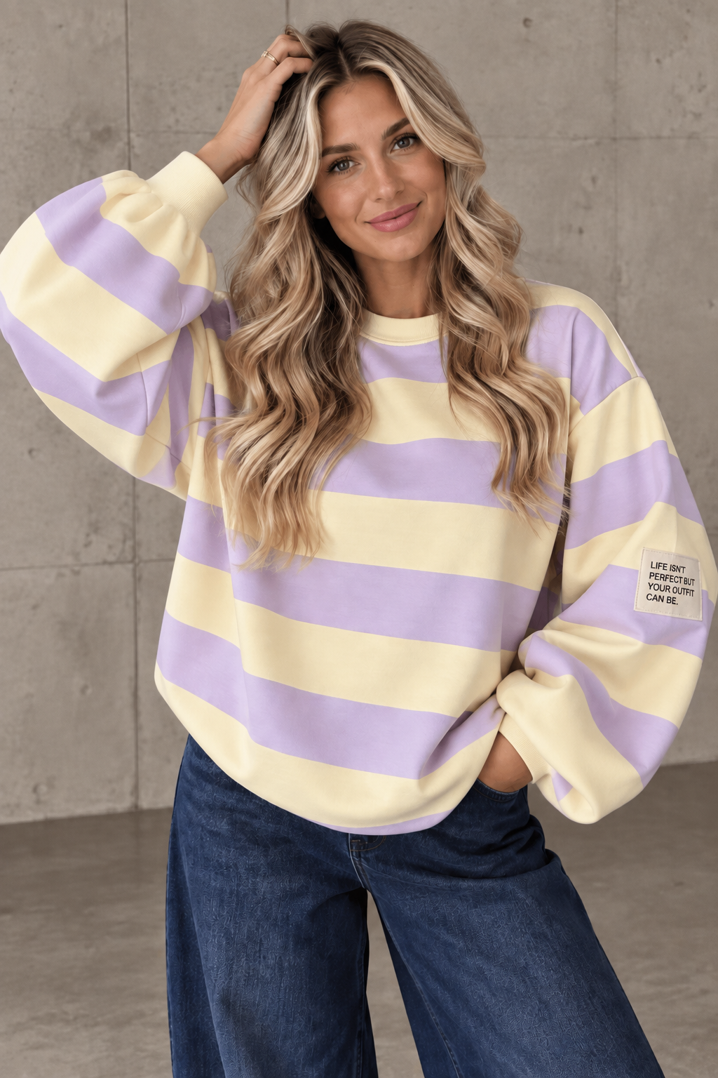 Butterstoff Sweater PERFECT OUTFIT flieder/gelb