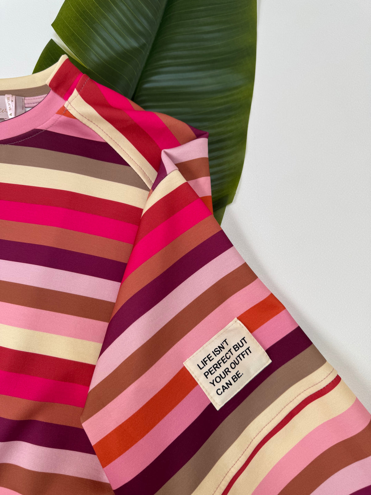Butterstoff Sweater mit Patch am Ärmel SMALL STRIPES buttermilk/rosa/pink/taupe/braun/orange