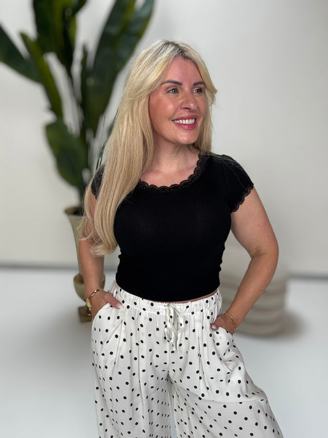 Shirt mit Spitzenrand BASIC PRINCESS schwarz