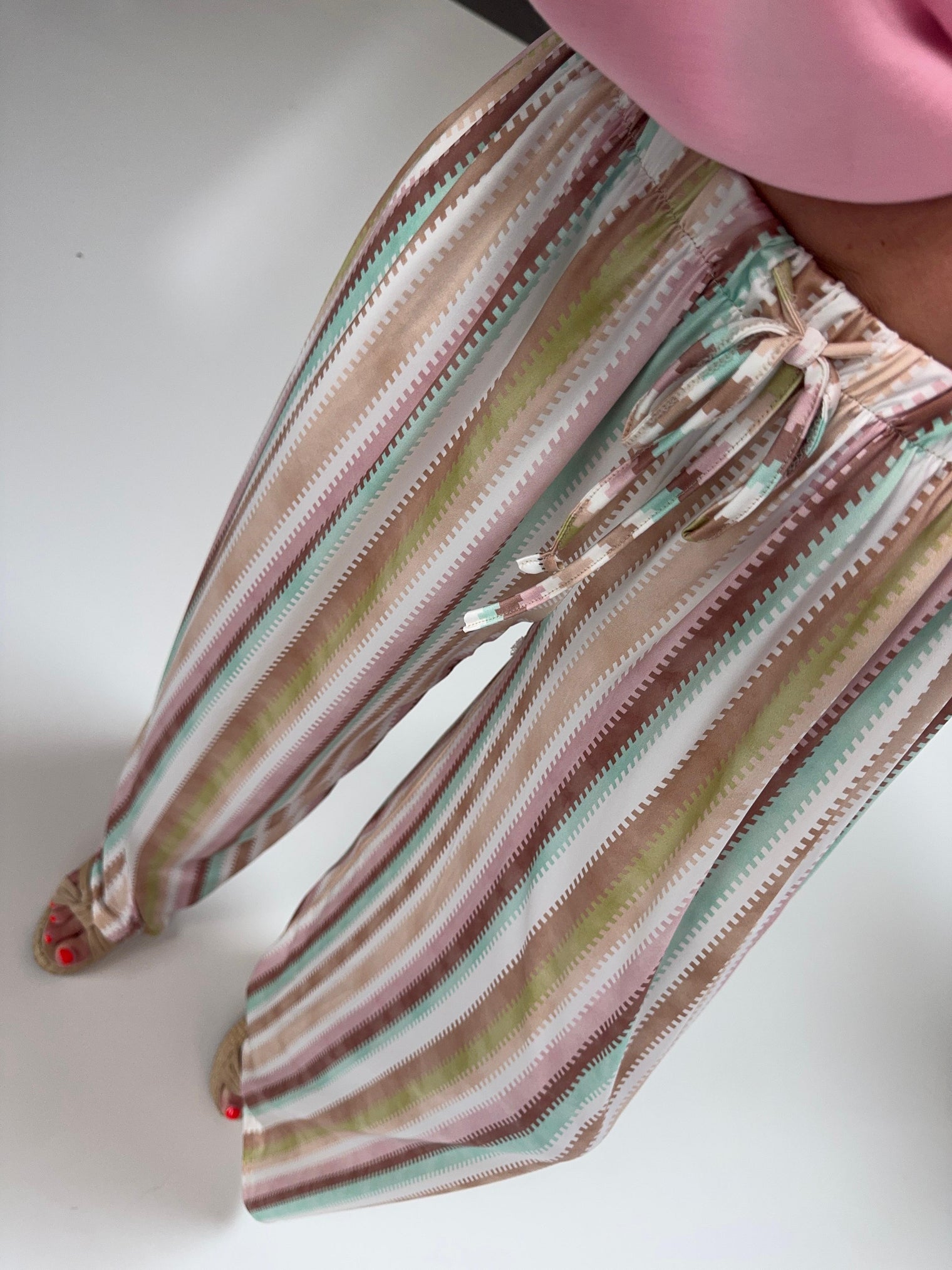 Butterstoff Hose COLORFUL SUMMER mint/rosa/beige/braun