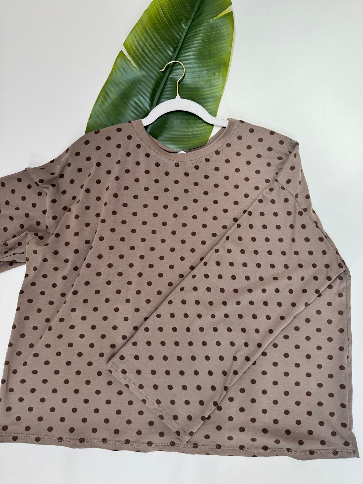Longsleeve DOTS mit leicht ausgestelltem Ärmel taupe