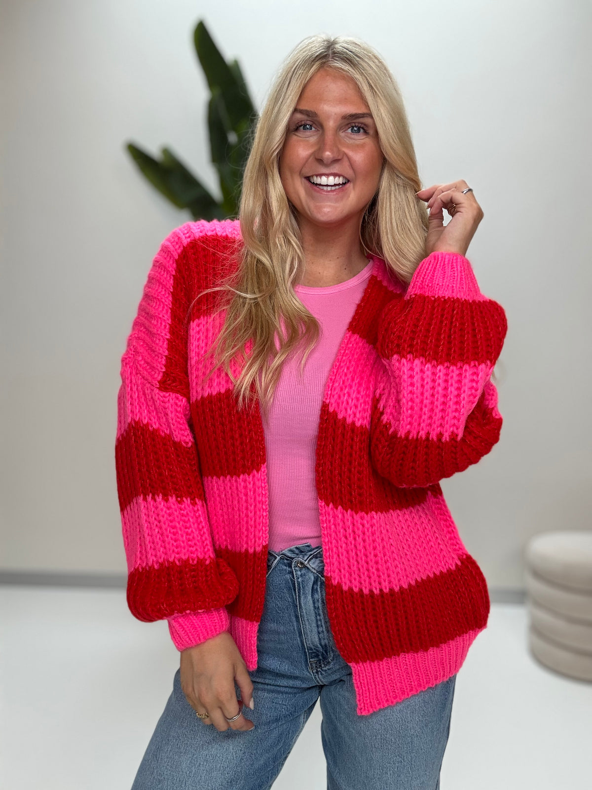 Strickjacke ONLY COZY VIBES pink/rot