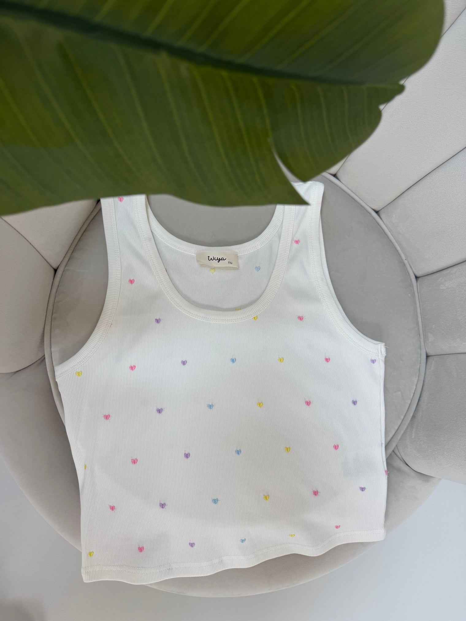 Ripp Top weiß SWEET COLORFUL HEARTS