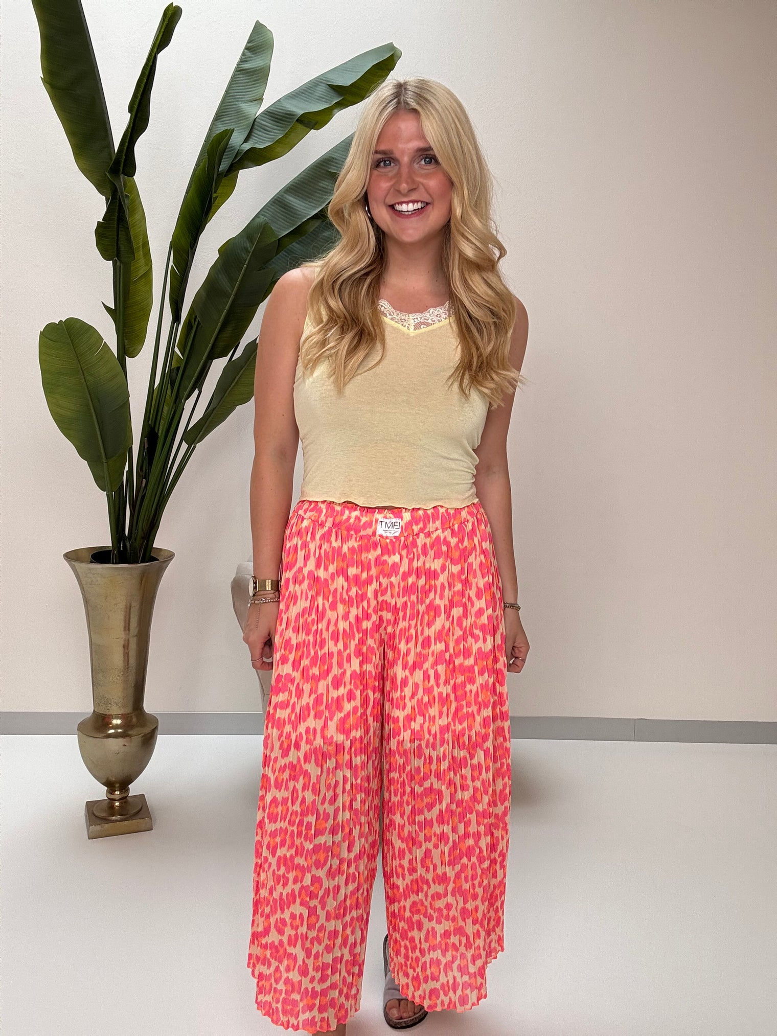 Signature Plisseehose gelb LEO POWER pink/orange