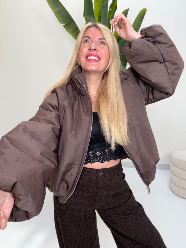 Jacke PUFFY POWER mit ReiĂverschluss dark coffee