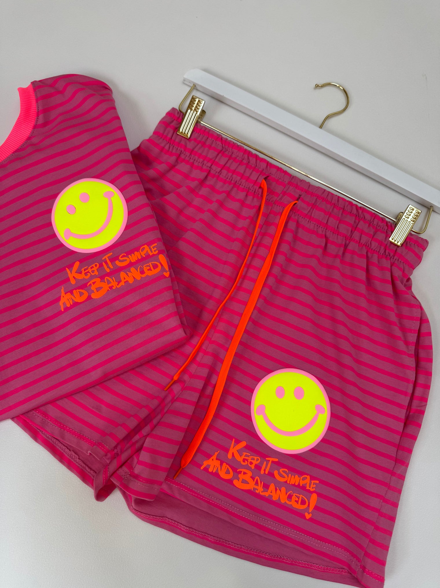 Gestreifte Baumwoll Shorts KEEP IT SIMPLE fuchsia/pink