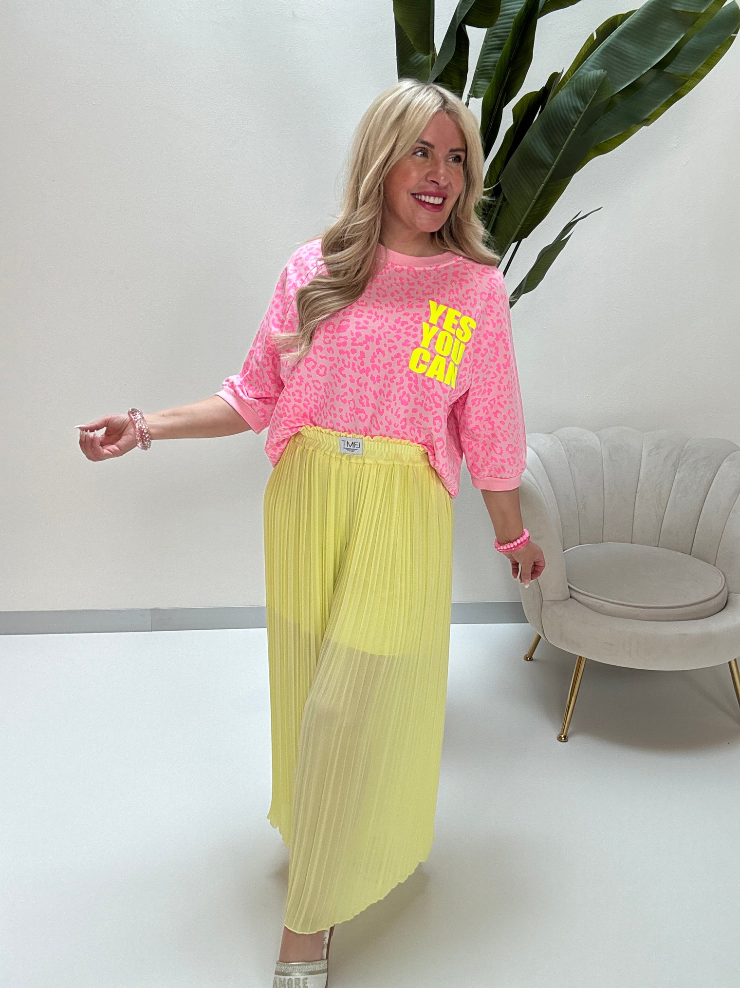 Statement Sweatshirt hellrosa YES YOU CAN Leo pink