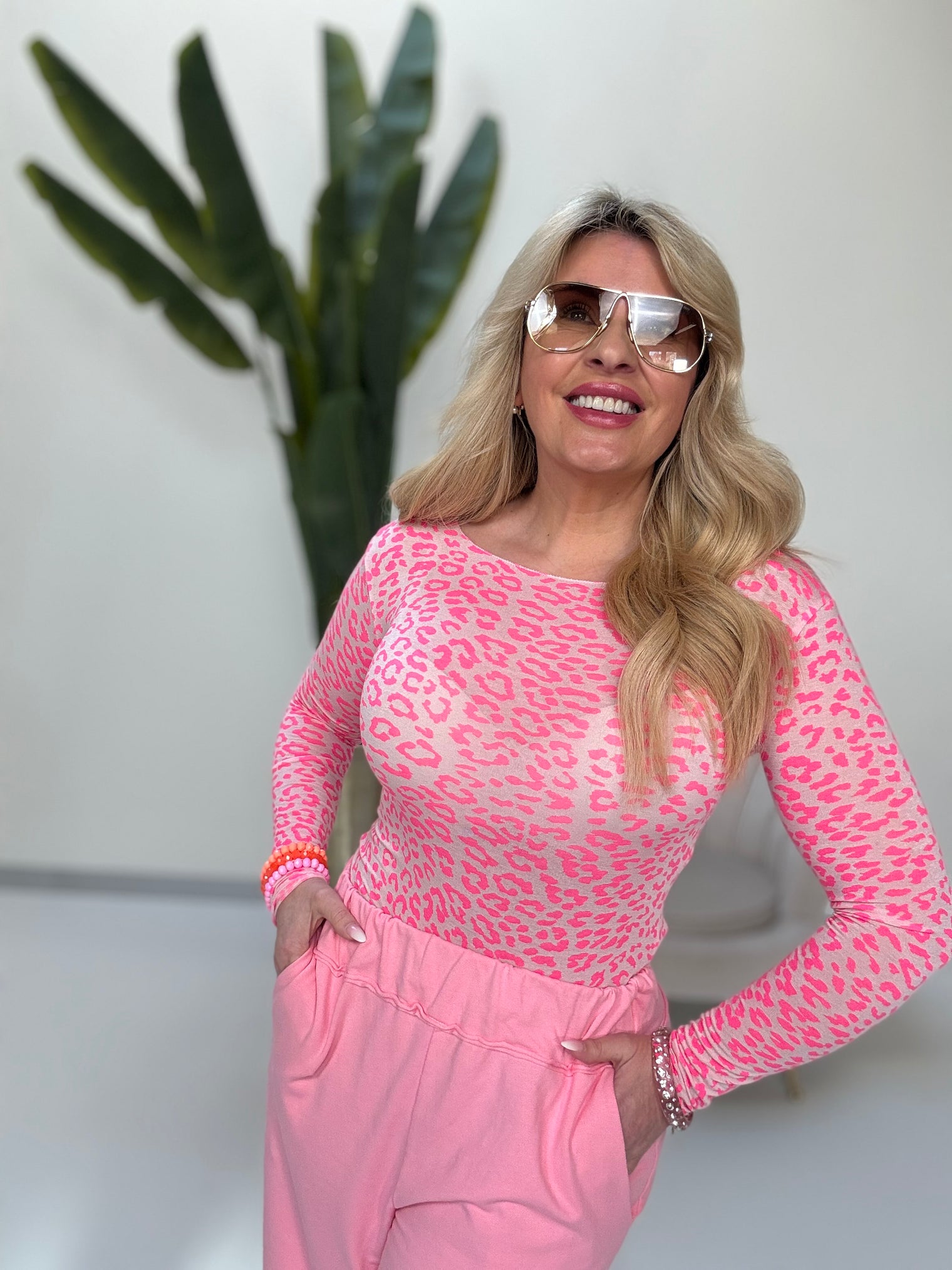 Stretchy Cashmere Langarmshirt rosa LEO LOVER pink