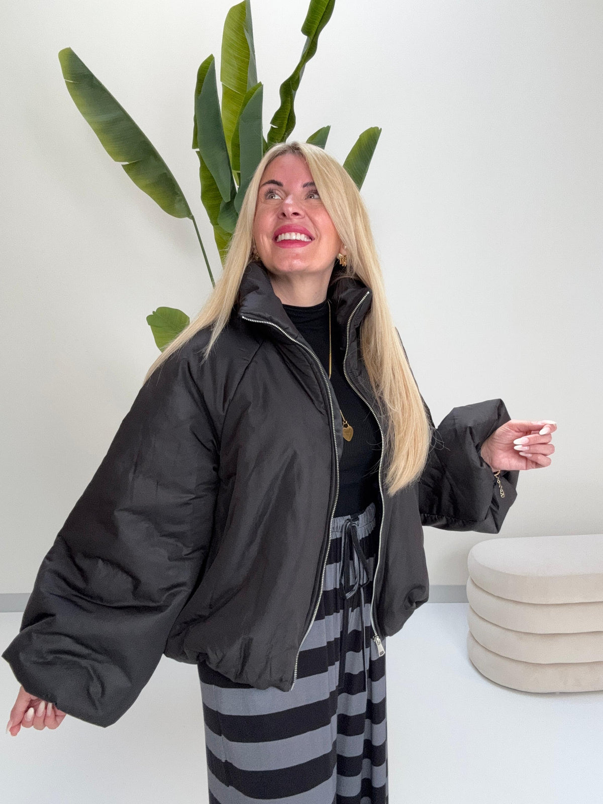 Jacke PUFFY POWER mit Reißverschluss schwarz
