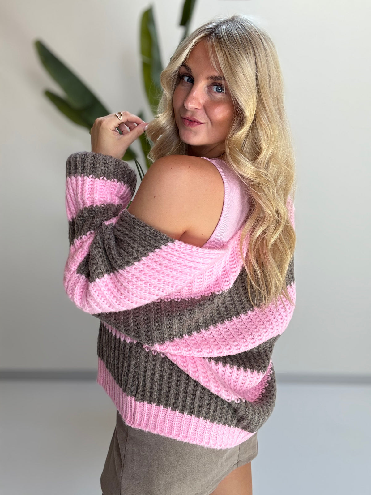 Strickjacke ONLY COZY VIBES taupe/rosa