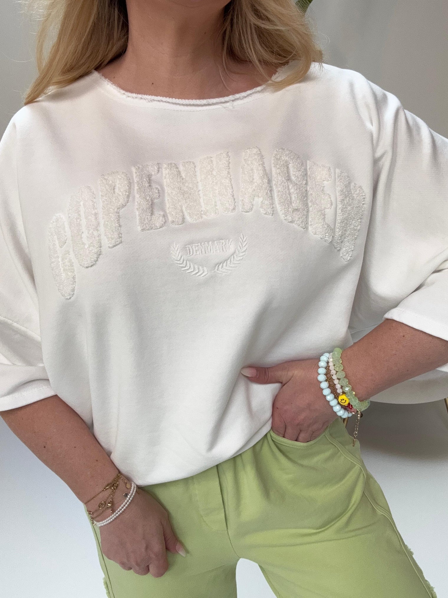 Kurz Arm Sweater weiß COPENHAGEN GIRL