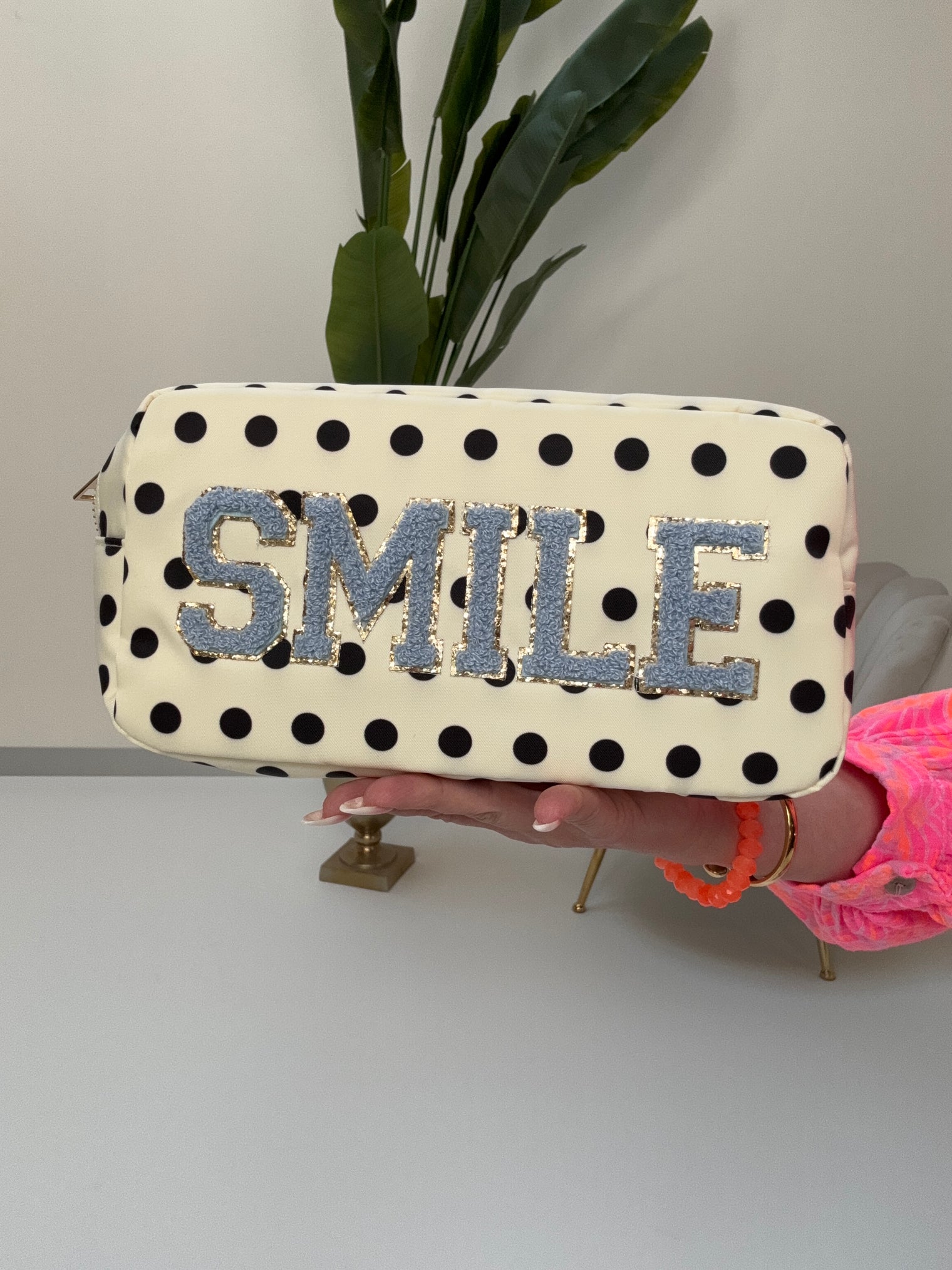Long Bag SMILE mit Polka Dots