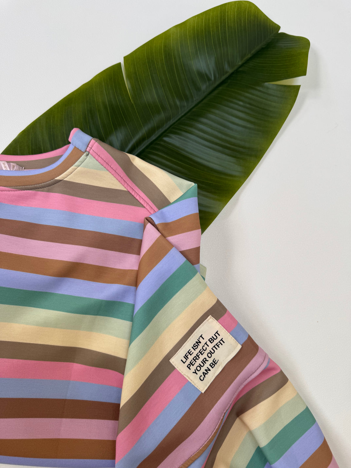 Butterstoff Sweater mit Patch am Ärmel SMALL STRIPES grün/mint/buttermilk/rosa/taupe