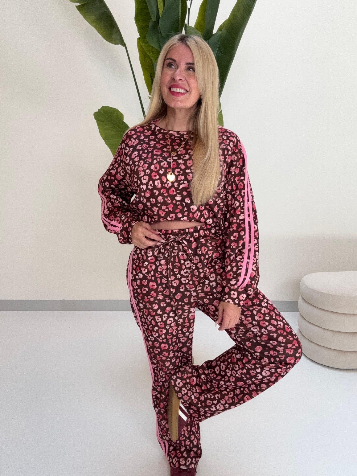 Butterstoff Sweater LEO LOUNGE braun/pink