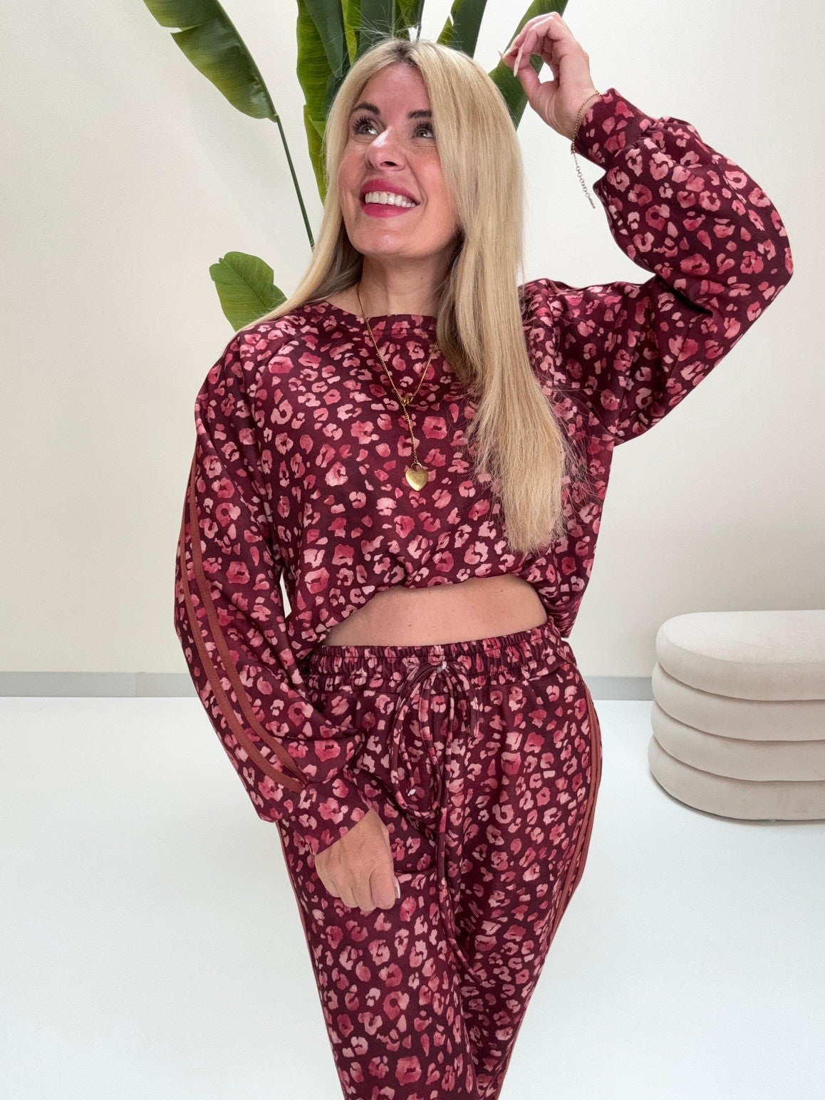 Butterstoff Sweater LEO LOUNGE burgundy/rosa