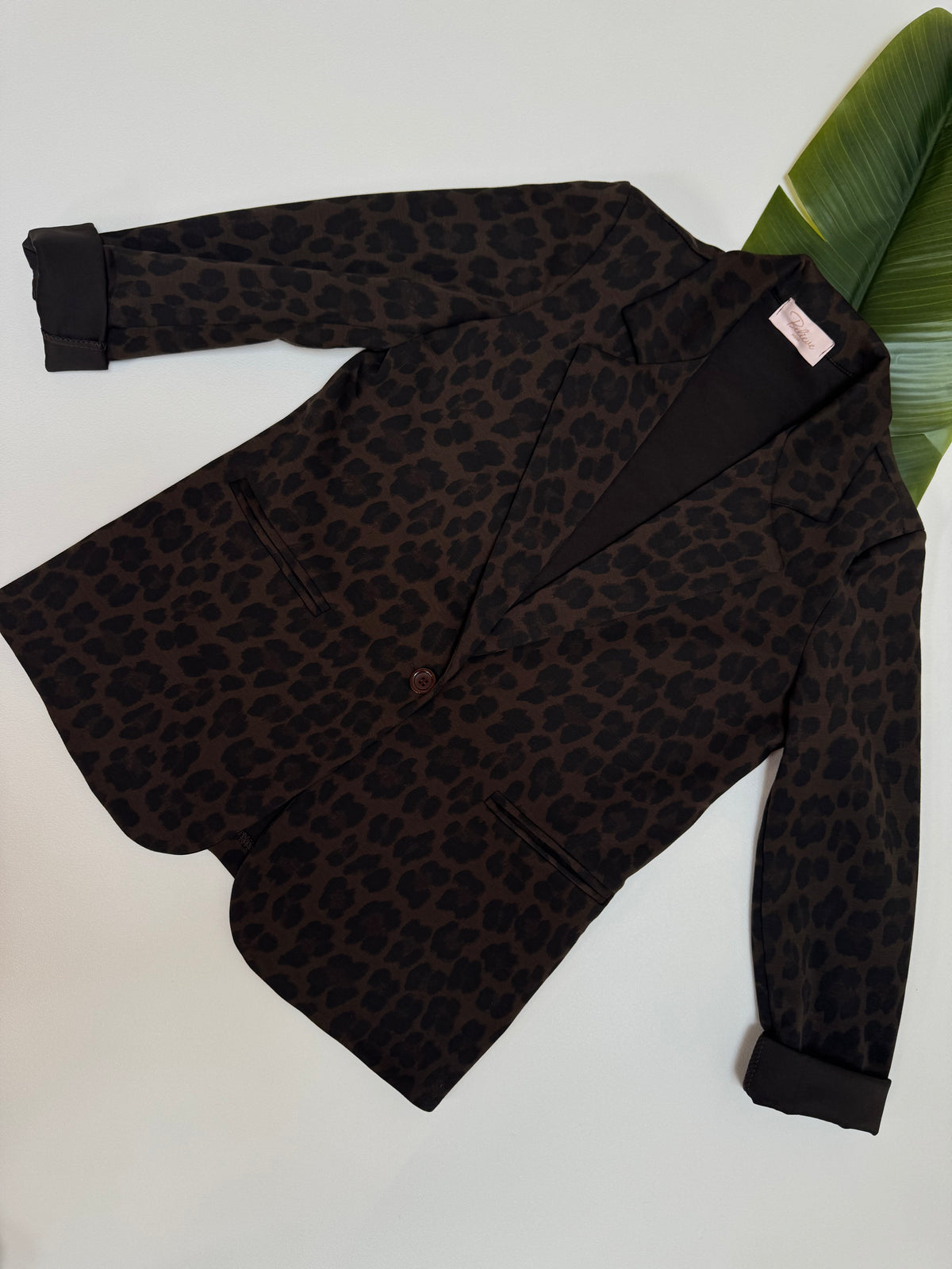 Stretch Butterstoff Blazer LOOK TO THE SKY LEO dark chocolate/schwarz