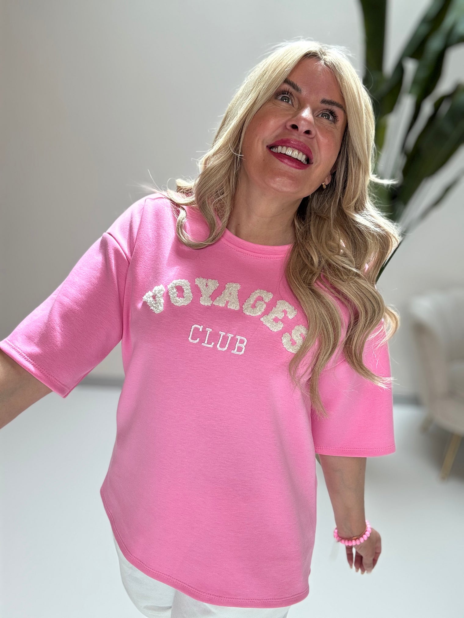 Butterstoff Kurzarm Shirt pink VOYAGES CLUB