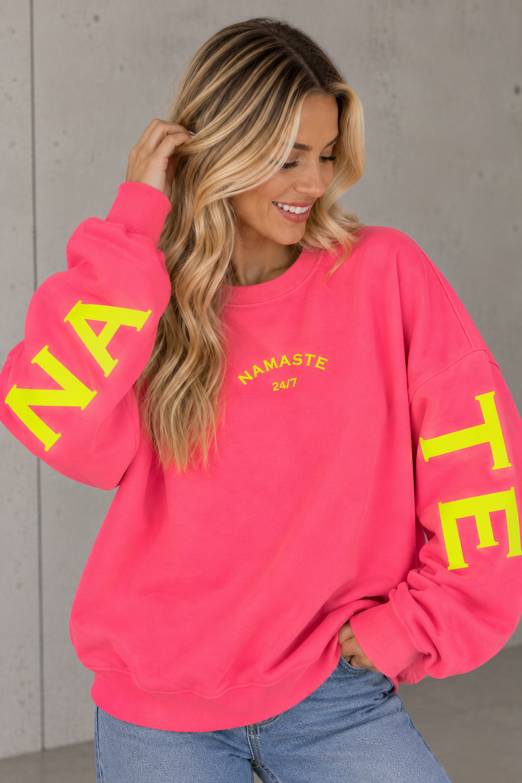 Sweater mit Rückenprint NAMASTE pink