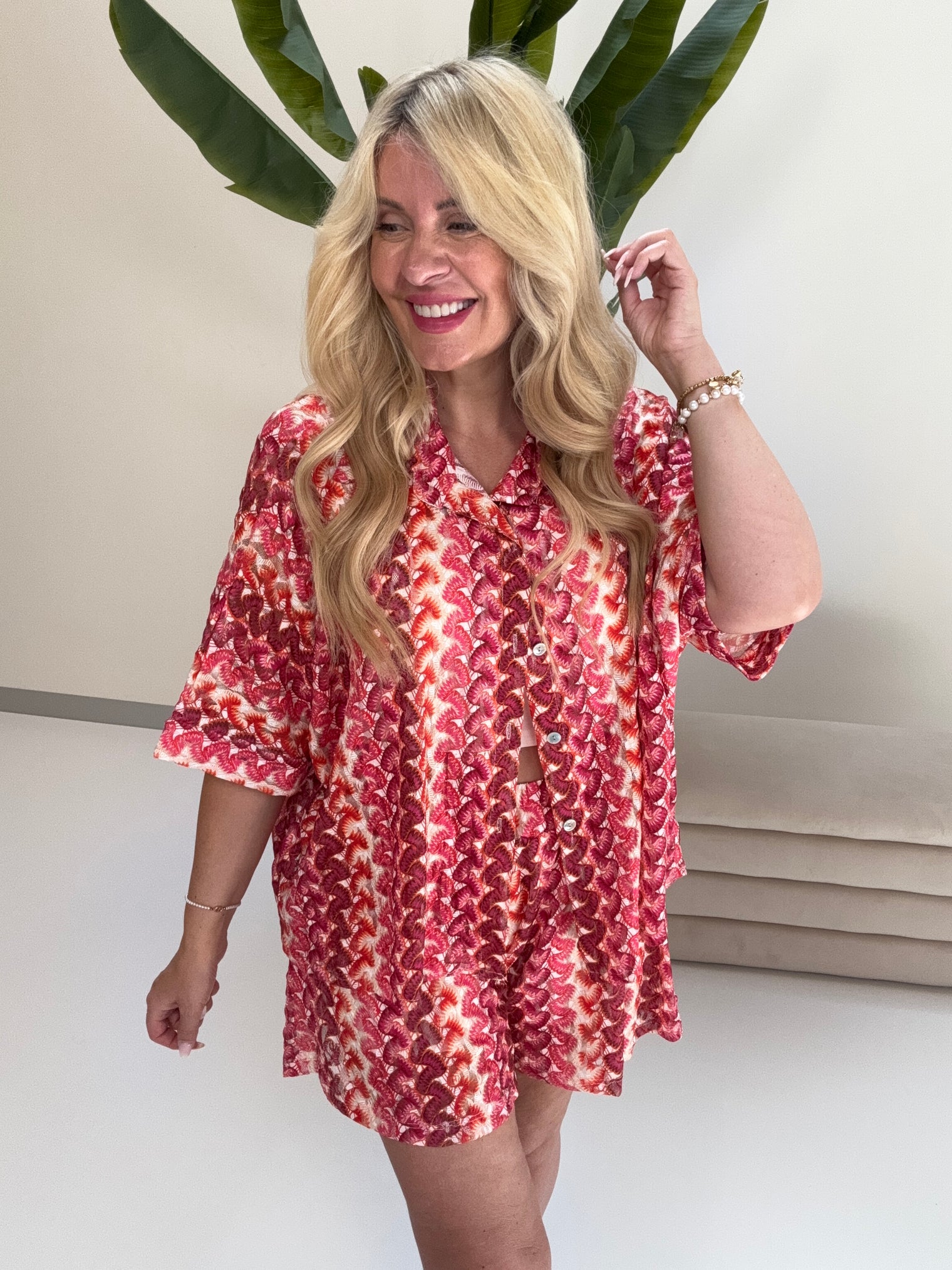 Sommer Bluse kurzarm SUMMER HOT beere/pink/peach