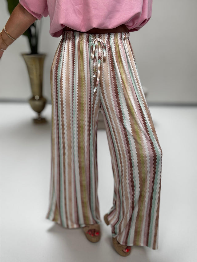 Butterstoff Hose COLORFUL SUMMER mint/rosa/beige/braun