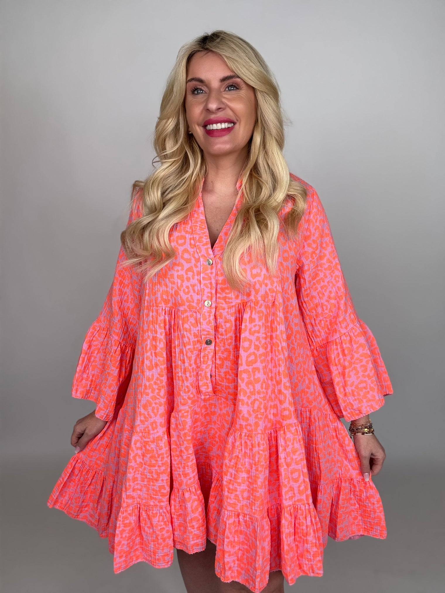 Kleid kurz rosa LEO LOVER hot orange