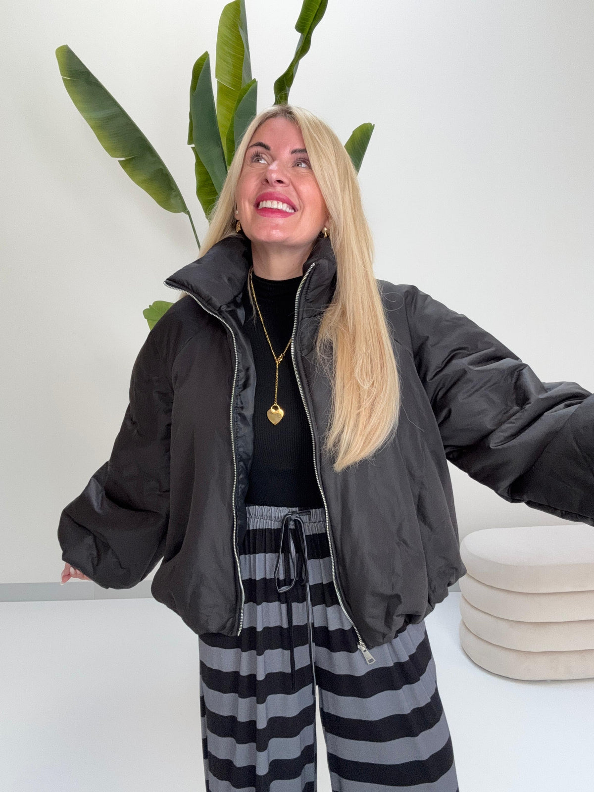 Jacke PUFFY POWER mit Reißverschluss schwarz