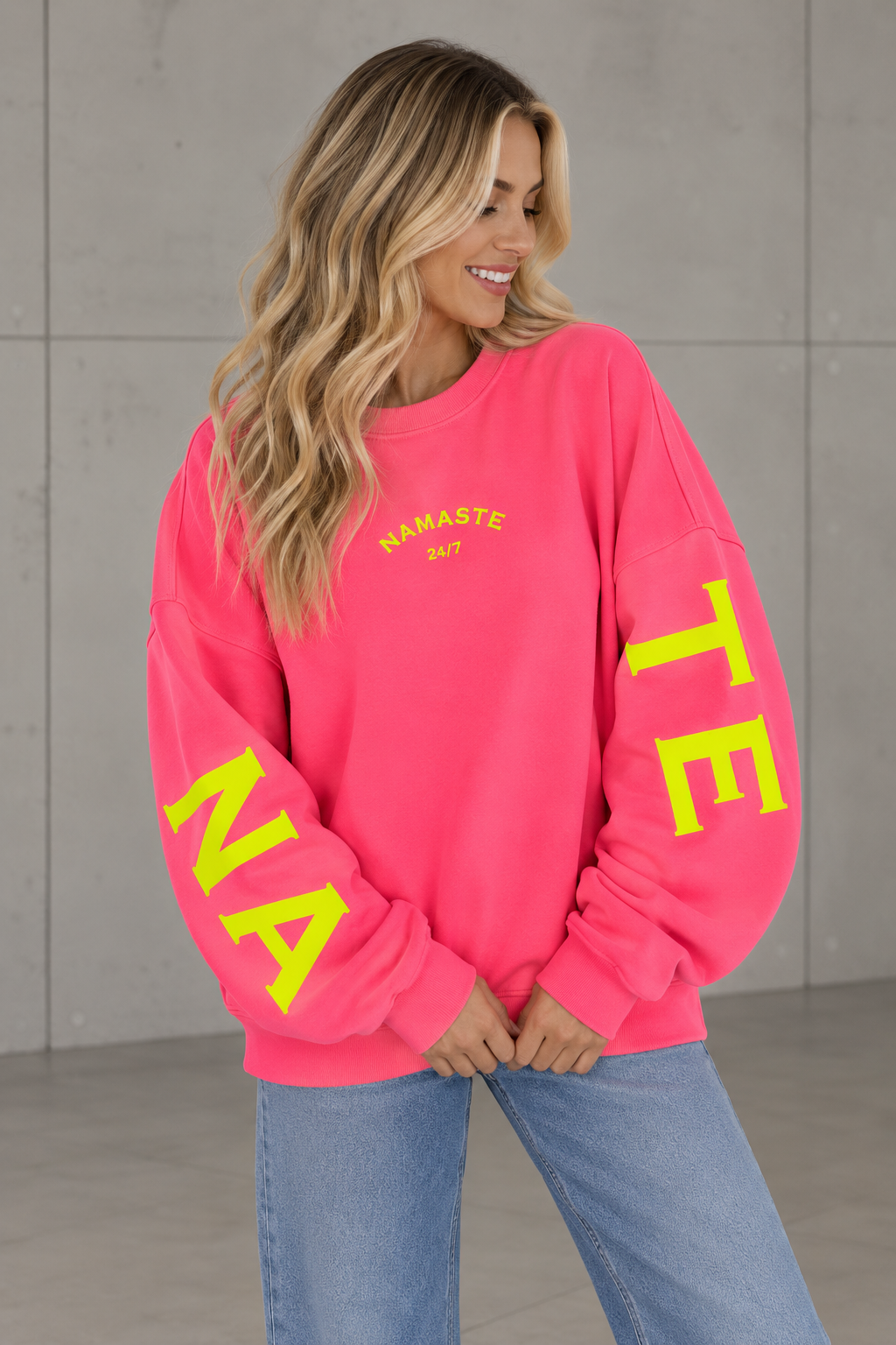 Sweater mit Rückenprint NAMASTE pink