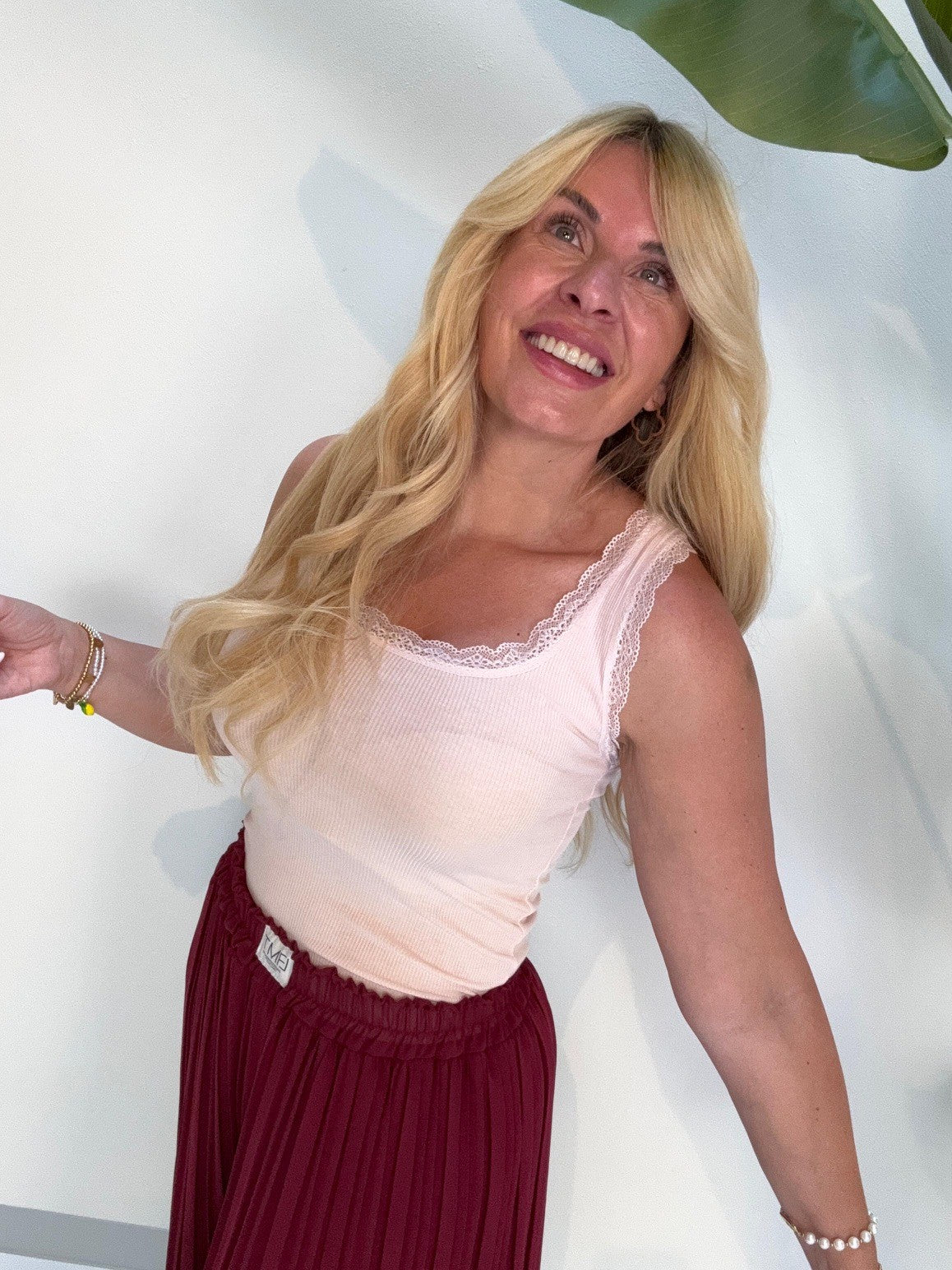 Basic Top mit Spitze EVERYDAY`rosa
