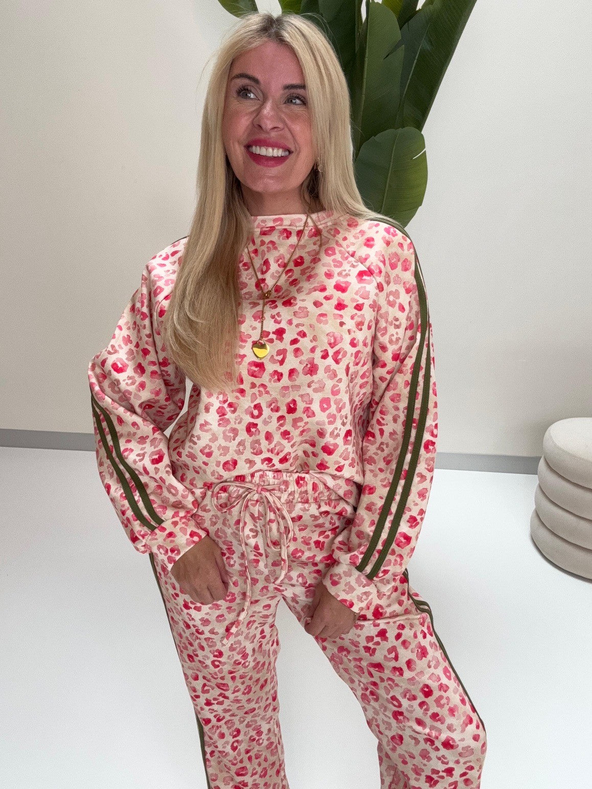 Butterstoff Sweater LEO LOUNGE creme/pink
