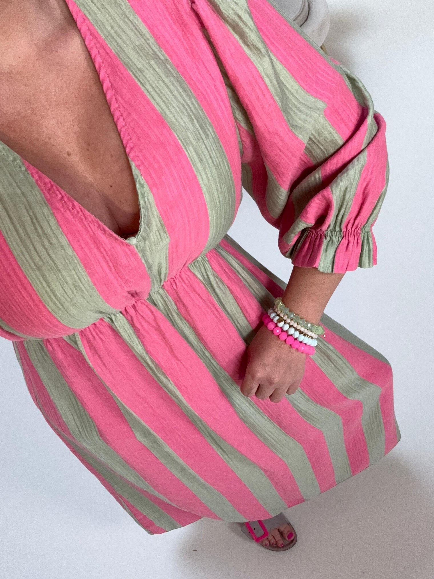 Signature Kleid BLOCK STRIPES mint/pink