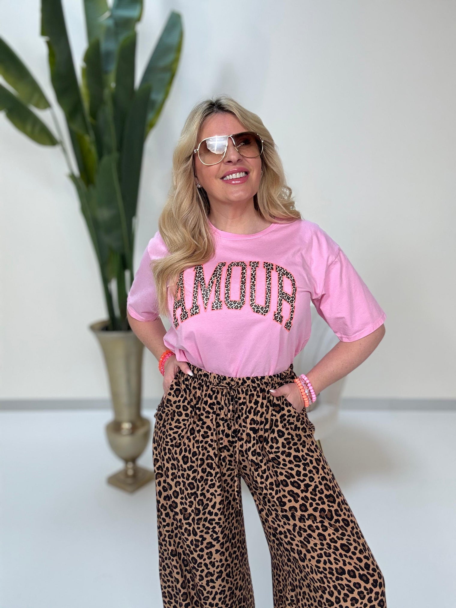 Statement Shirt rosa AMOUR leo/hotpink