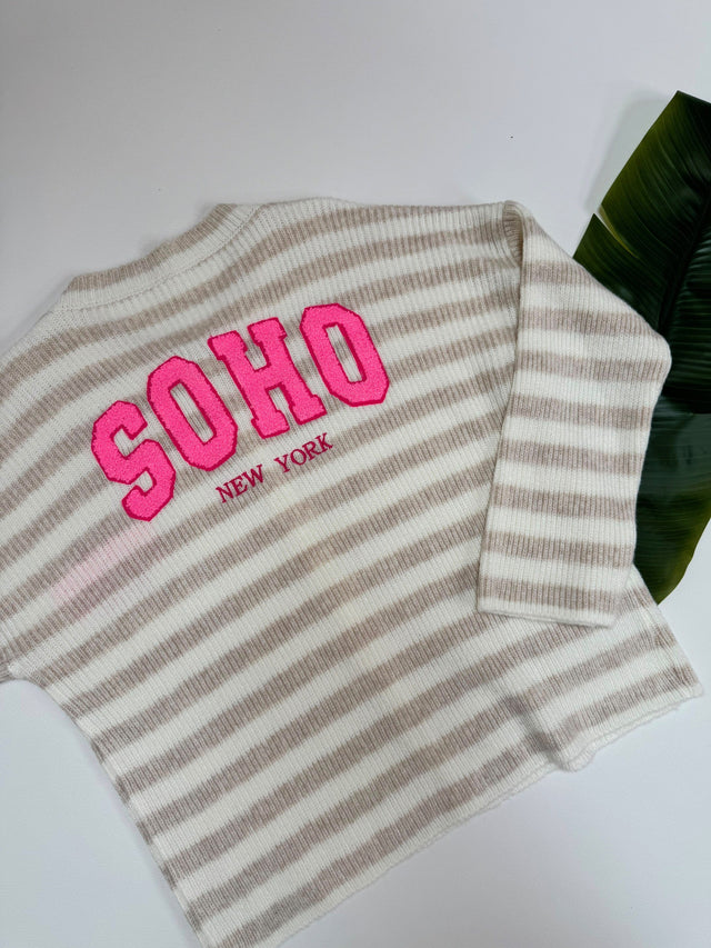 Strickjacke SOHO creme/weiß