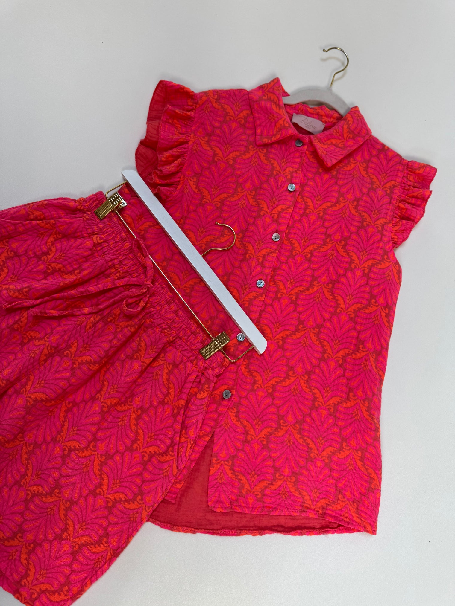 Musselin Shorts fuchsia SUMMER MEMORIES mit hot pink/orange
