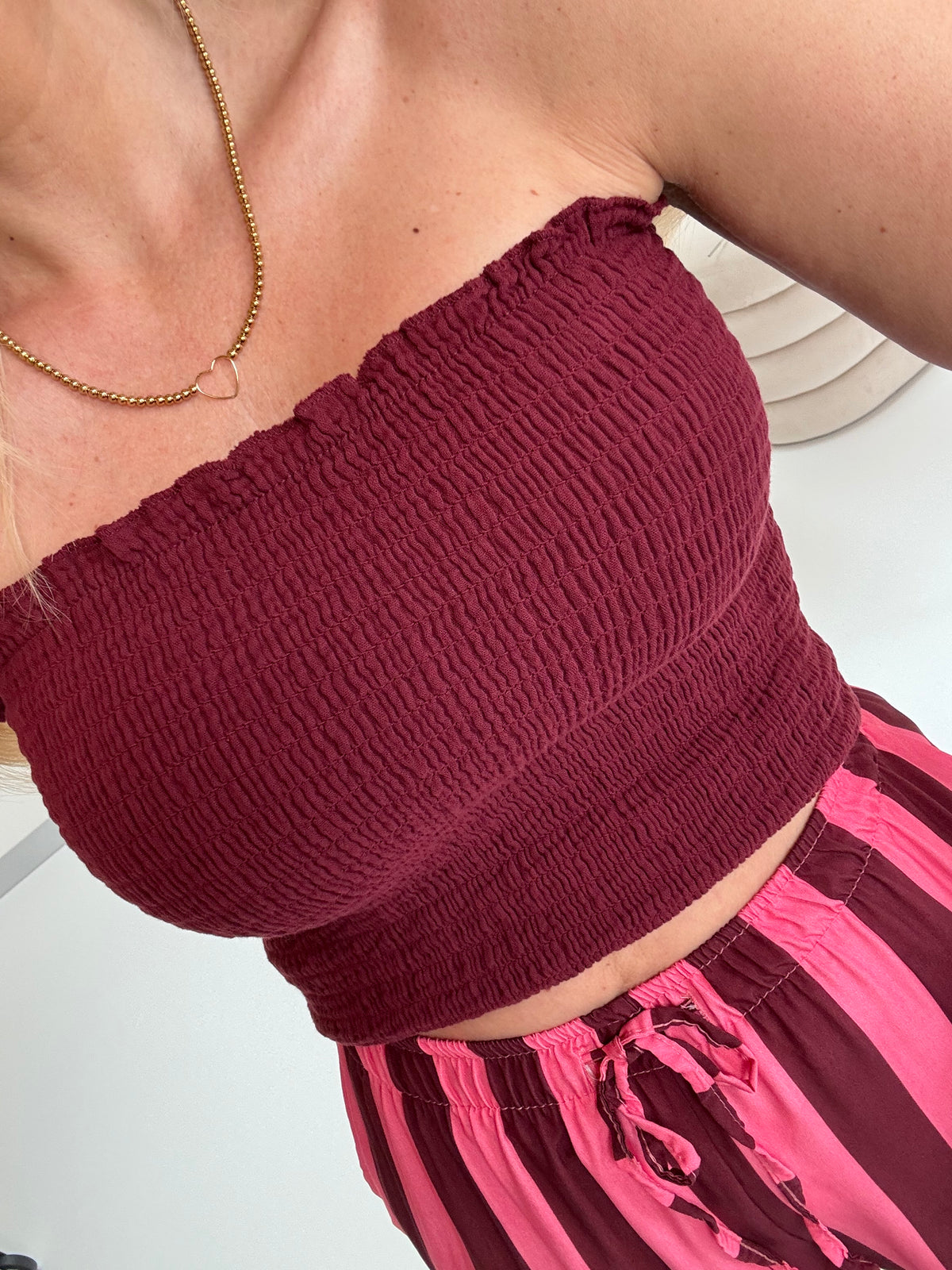 Bandeau Top FEELING GOOD mit elastischem Gummizug lovely dark red