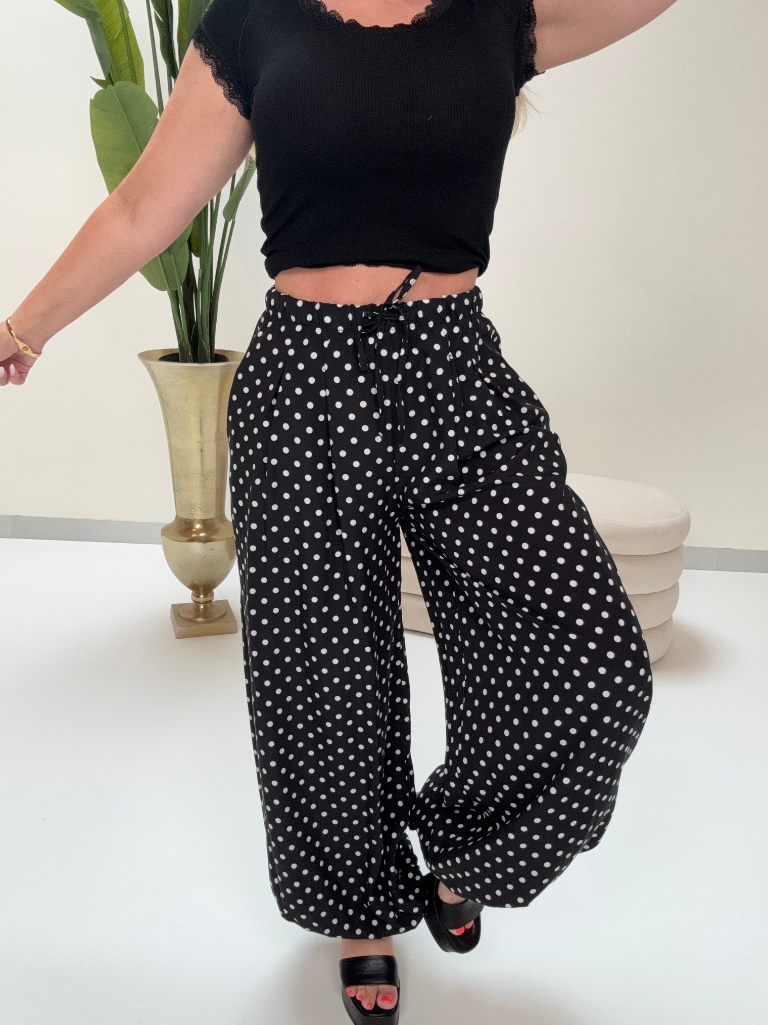 Ballon Hose POLKA DOTS LOVE schwarz/weiß