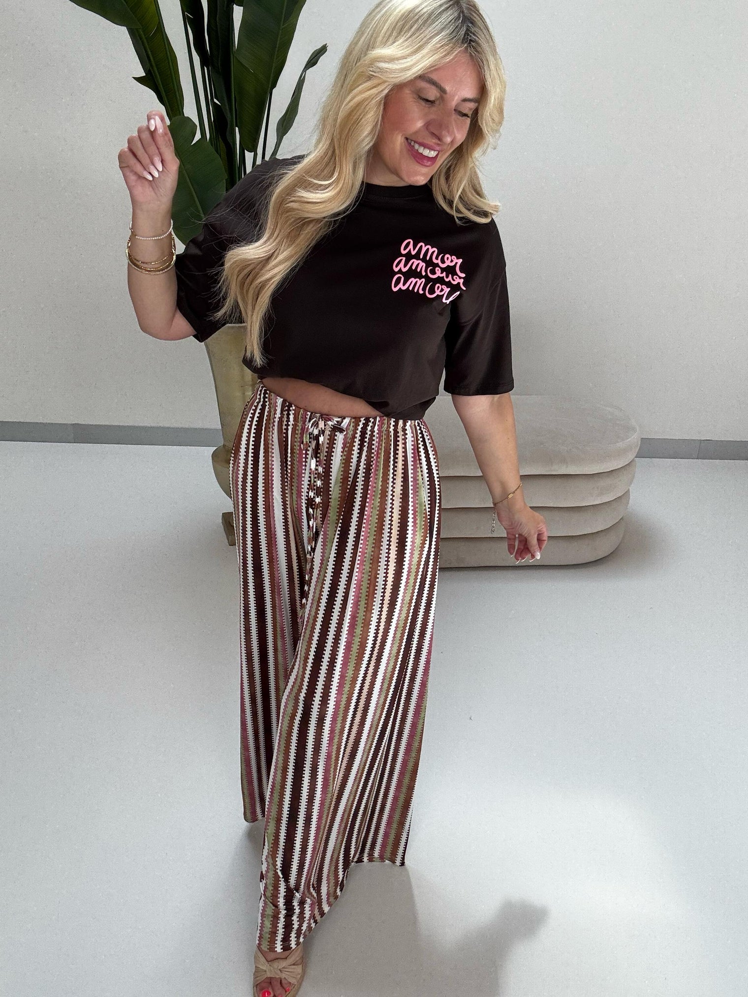 Statement Shirt coffee AMORE AMORE AMORE multi