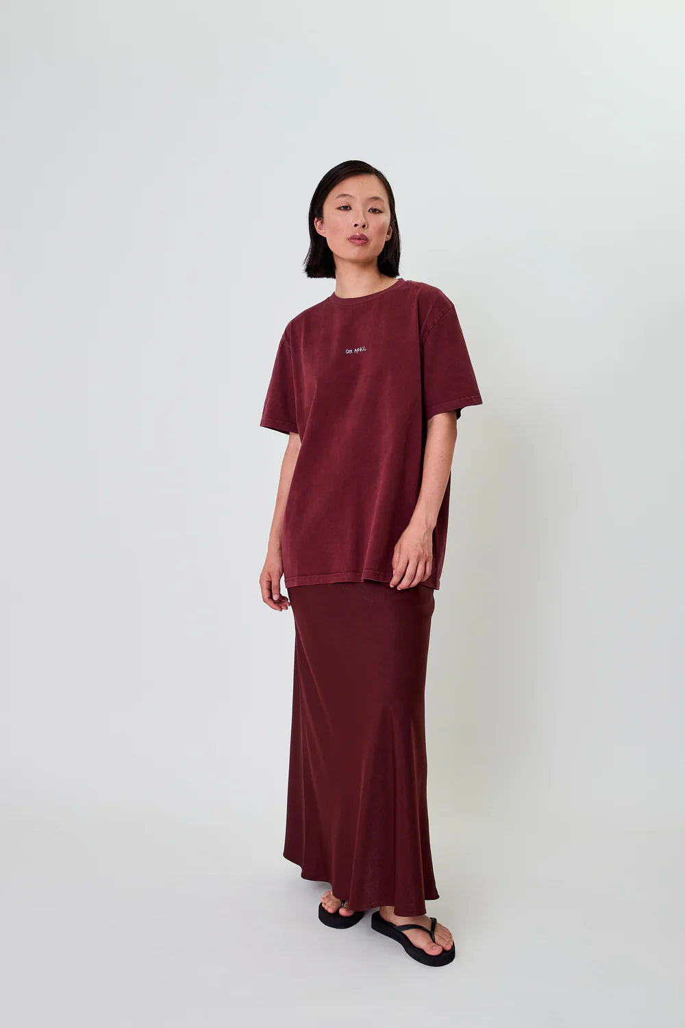 OH APRIL Jaelynn Satin Skirt Cherrywood