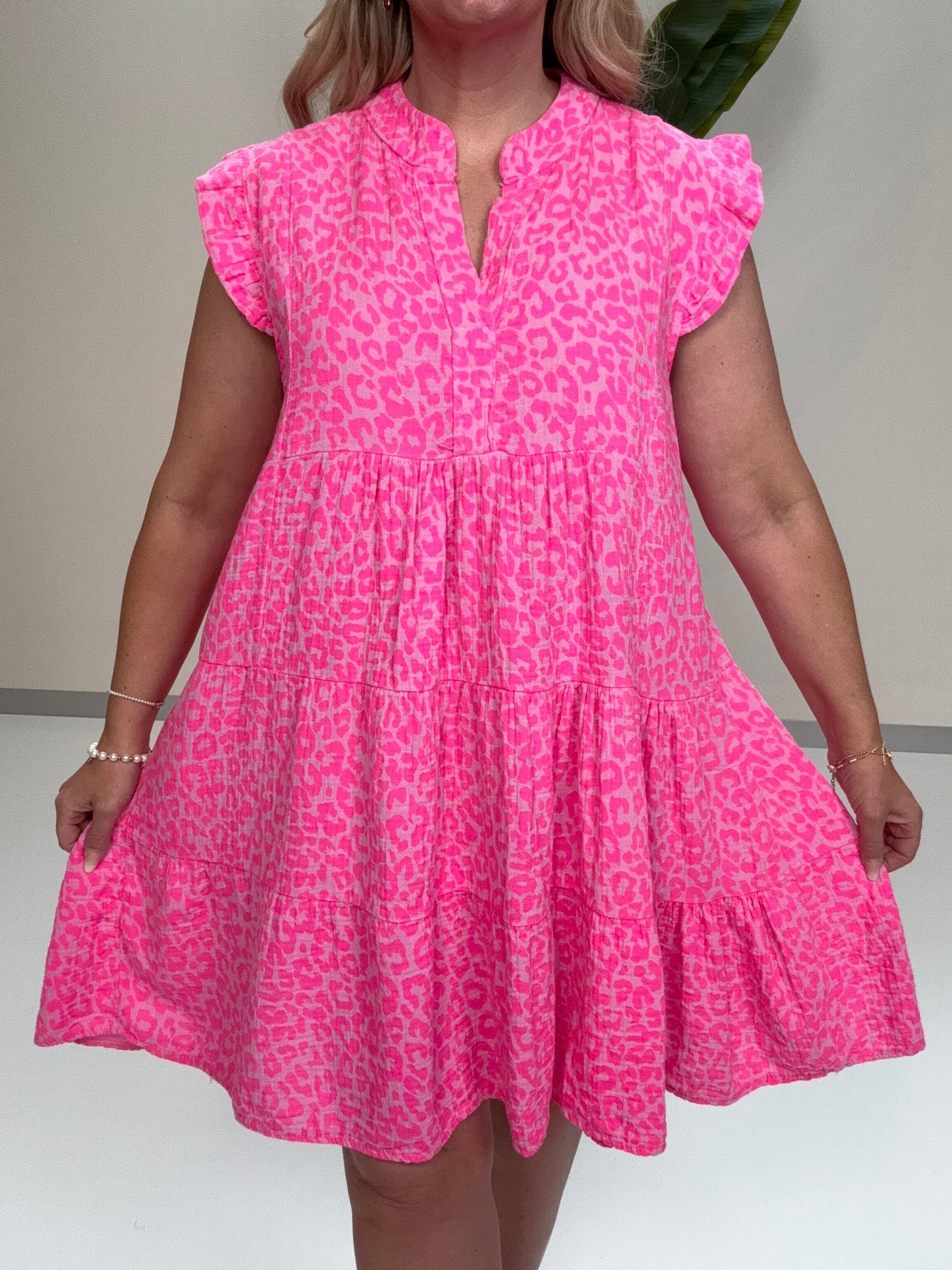 Signature Musselin Kleid kurz rosa LEO LOVER pink