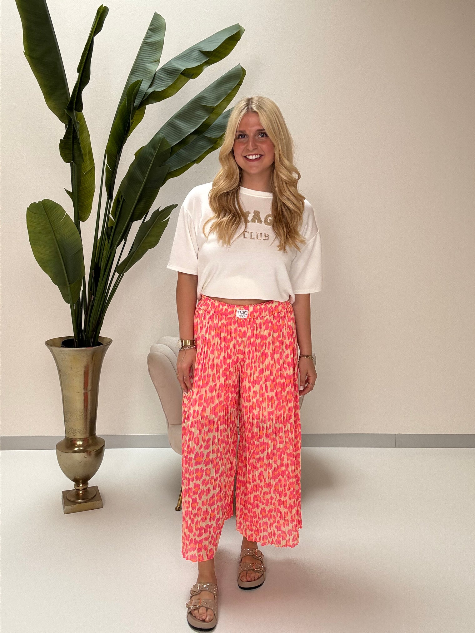 Signature Plisseehose gelb LEO POWER pink/orange