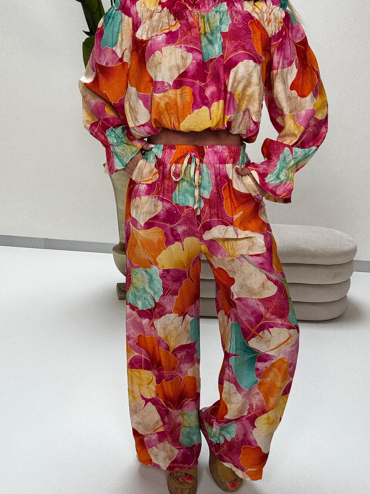 Sommer Hose FLORAL QUEEN fuchsia/mint/orange